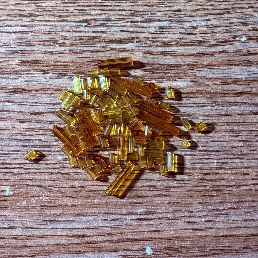 Amber Cut Glass Bugle Beads Assorted Two Sizes Jewelry Making Crafts
